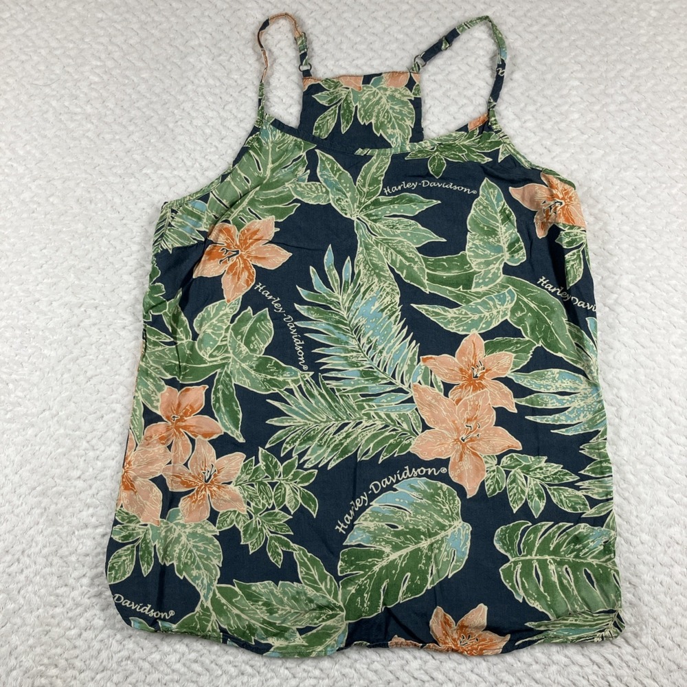Harley Davidson Womens‎ XS/S  Hawaiian Halter Top Biker Tropical Flowy Light